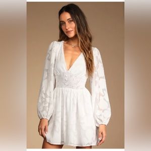 Tomorrow and Always White Burnout Floral Mini Dress